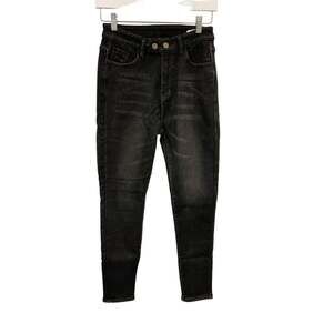 Black Skinny Fleece Lined Jeans By Heipeiwa M